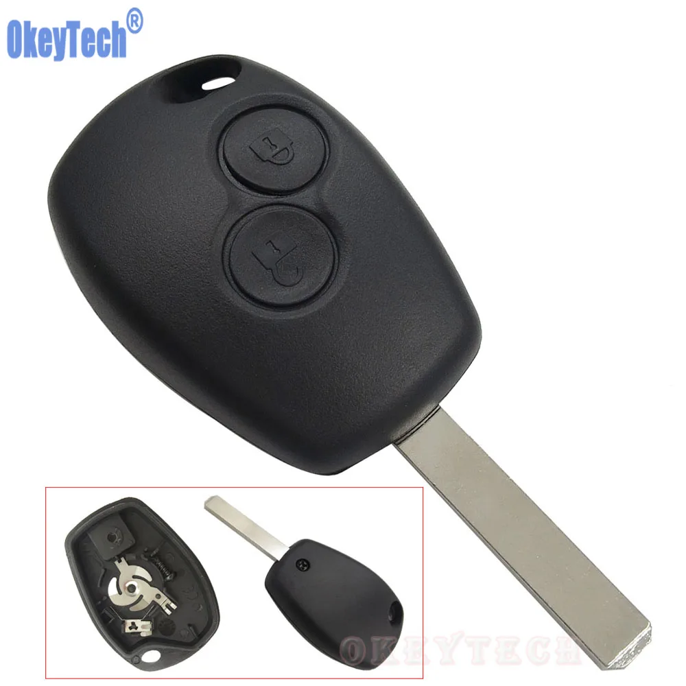 

OkeyTech 2 Buttons Key Case For Renault Duster Modus Clio 3 Twingo DACIA Logan Sandero Uncut Blade Fob Remote Shell Replacement