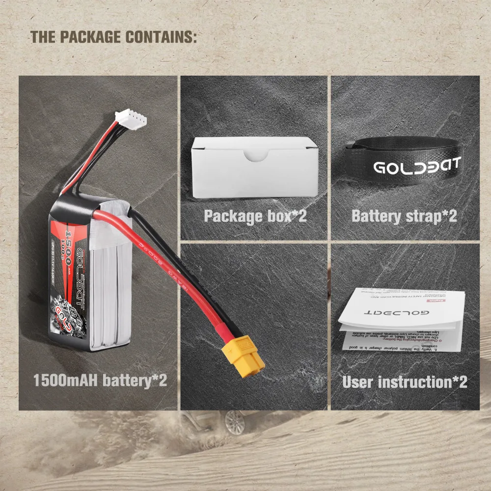 Аккумулятор GOLDBAT Lipo 1500 мАч 3S 11 1 В с 2 блока|Детали и аксессуары| |