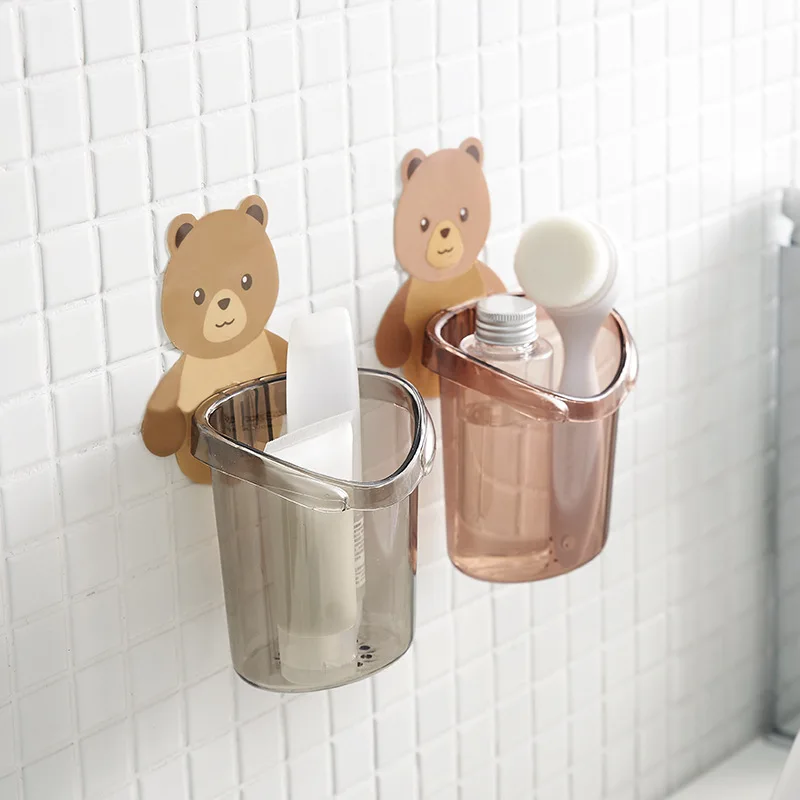 Cute Bear Toothbrush Holder and Bathroom Accessories Set - Toothpaste Holder, Toothbrush Stand, Shelf, Bath Storage Rack image 3