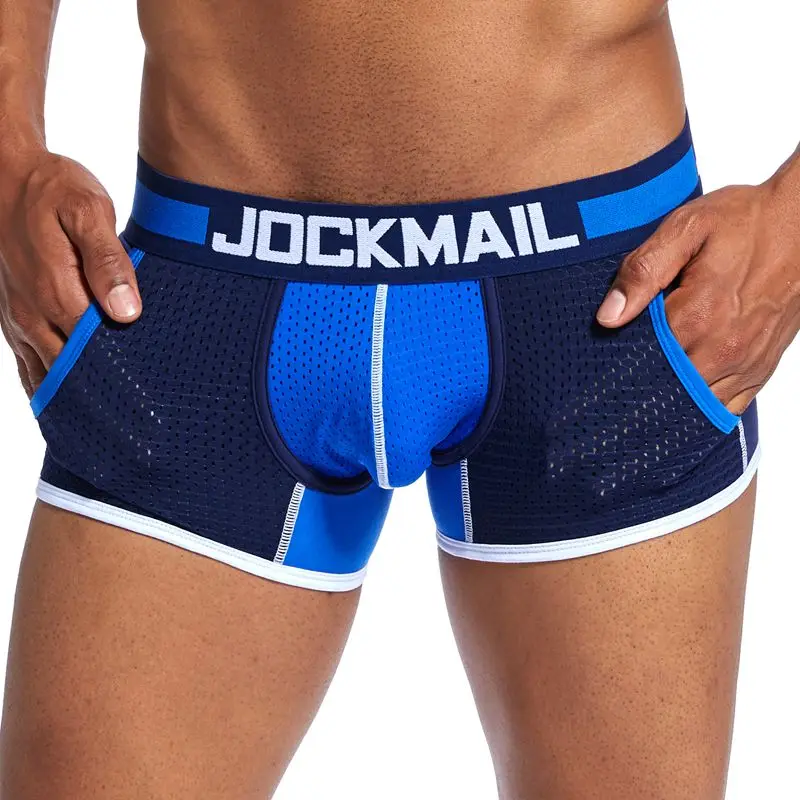 04 JOCKMAIL Брендовые мужские трусы-шорты из хлопка, сексуальное мужское нижнее белье, мужские трусы, легкие мужские трусы, шорты, сетчатые дышащие u-образные выпуклые сумки - Цвет: 04