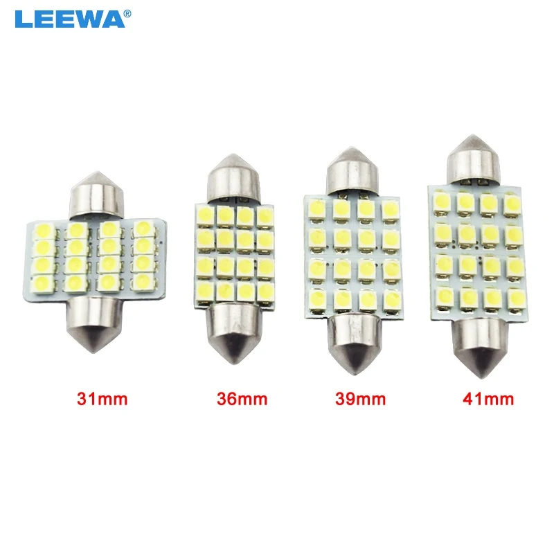 LEEWA 200 шт. Белый светодиодный авто лампы 31 мм 36 39 41 16 SMD 1210/3528 чип гирлянда Купол