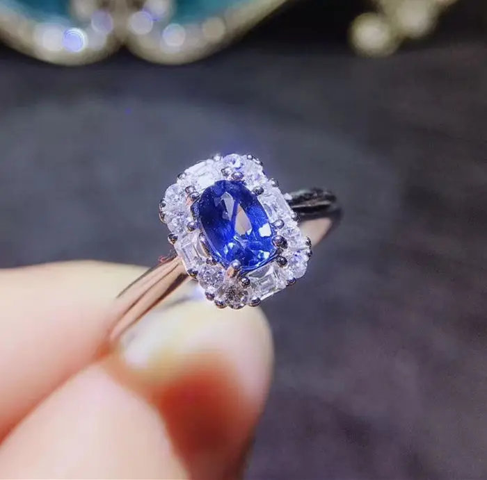 Женское кольцо с природным голубым сапфиром 0.6ct J8123106 | Украшения и аксессуары