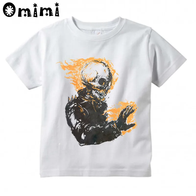

Boys/Girls Ghost Rider Inspired By Movie Character Printed T Shirt Kids Short Sleeve Tops Children's White T-Shirt