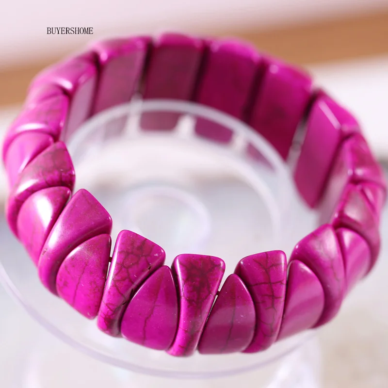 Purple Turquoise Женские ювелирные изделия, растягивающиеся Бусы из натурального камня, красный, зеленый, белый, фиолетовый, желтый, разноцветный браслет из говлита, 8 дюймов, 1 шт - Окраска металла: Purple Turquoise