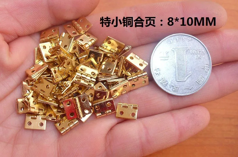 

Brass Mini Hinge Decor Door Hinges Wooden Gift Jewelry Box Hinge Fittings for Furniture Hardware+Nail,10*8mm,100Pcs