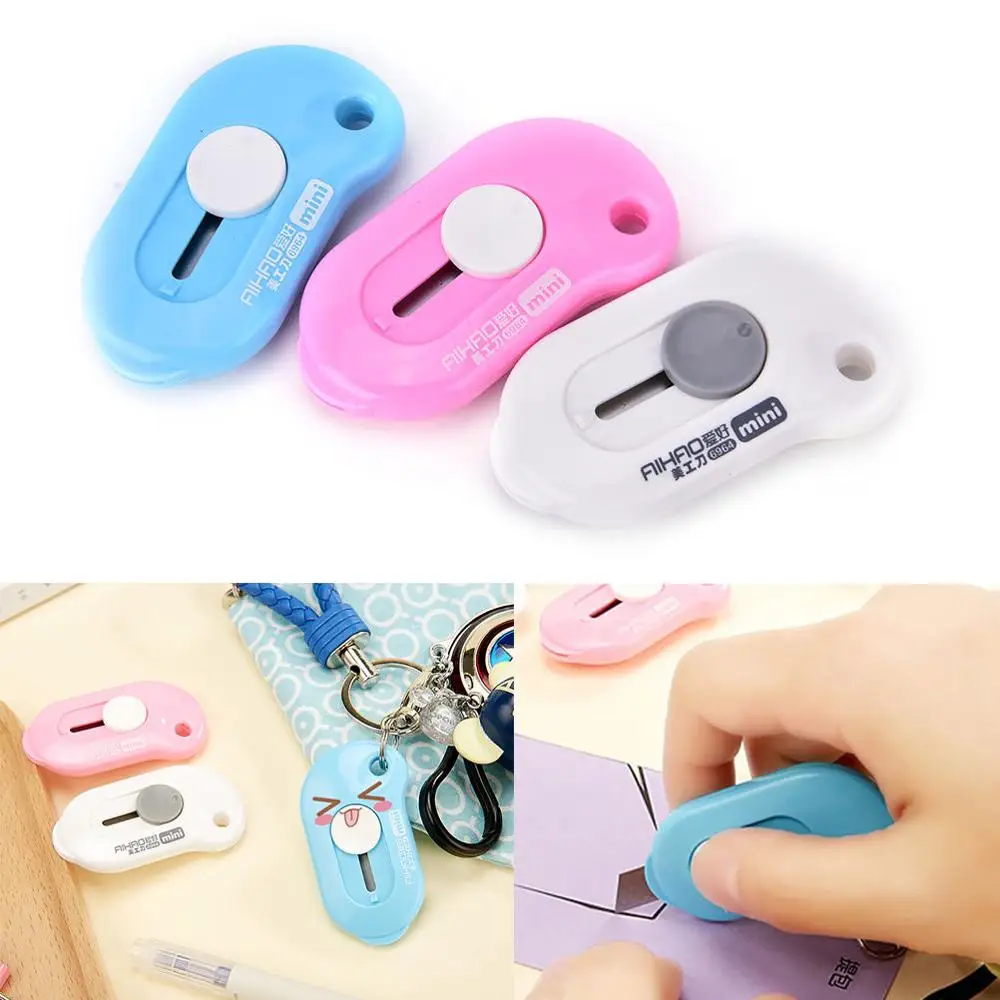 

1 Pc Cute Solid Color Mini Portable Utility Knife Paper Cutter Cutting Paper Razor Blade Office Stationery Escolar Papelaria