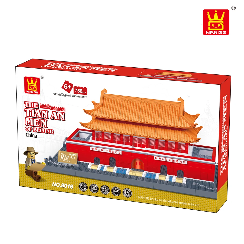 

Wange Large Action Beijing Famous Tiananmen Building Block Bricks Sets Model Kits 758PCS Architecture Kids Educational Toys 8016