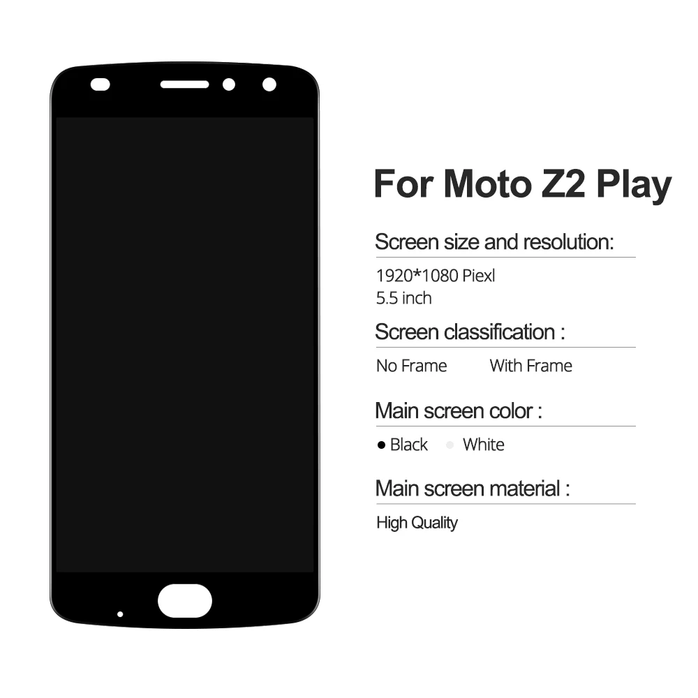 OLED дисплей 5 дюйма для Motorola Moto Z2 Play сменный сенсорный экран LCD XT1070 черный