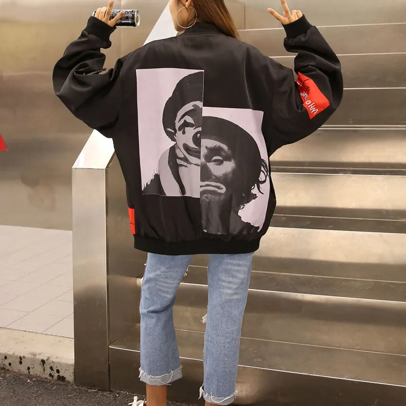 Осень весна Для женщин Джокер пальто хип хоп черные куртки|black jacket|coat hip hopjacket black |