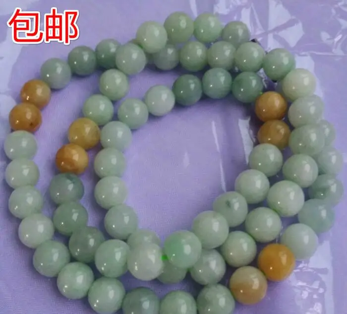 Ожерелье из 100% натуральных бусин нефрита и зеленого желтого цвета 8 мм | Украшения