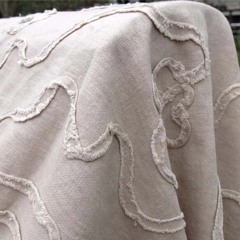 Linen Floral Apparel Sewing Lace Fabric for Dress,Water Washed Natural Linen Embroidery Fabric,Diy Sewing Materials,Width 130cm