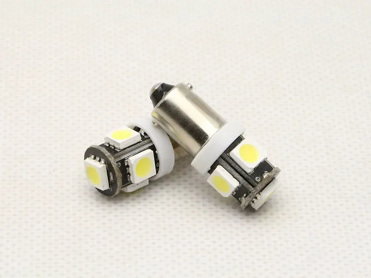 10 шт. Автомобильный светодиодный T5W BA9S лампы 5050 SMD 5 светодиодный светильник Светодиодные лампы 12V 100Lm лампа для салона автомобиля Белый BA9S светодиодный светильник Стоянкы Автомобилей Автомобиля светильник