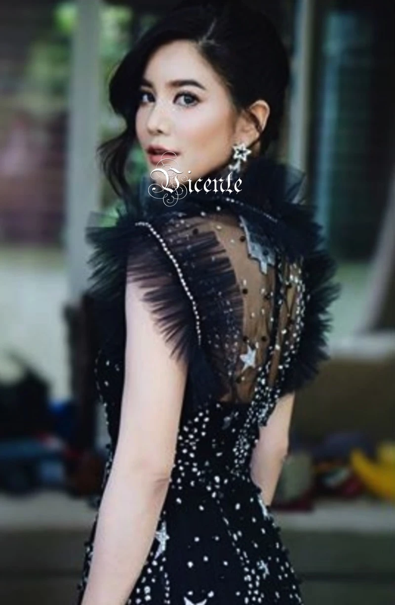 Горячая Распродажа стильное длинное платье макси со звездными бусинами