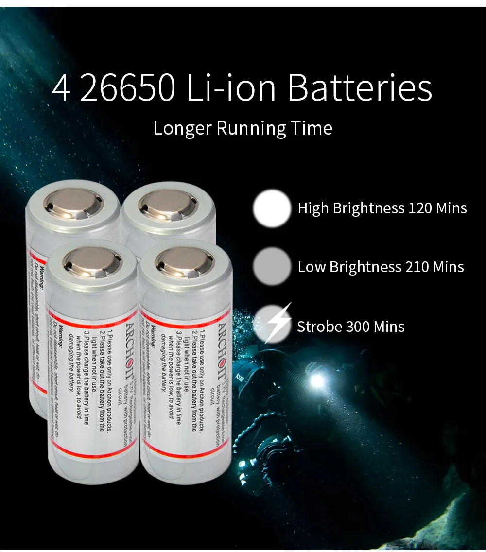 ARCHON D45 II D45-II Дайвинг фонарик 6000LM 6* CREE XML2 светодиодный подводный свет 60 Вт 26650 Батарея Профессиональный Diver Погружения свет
