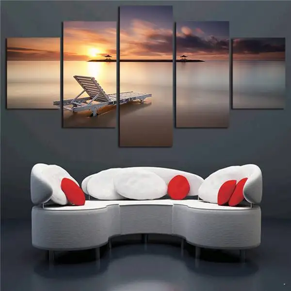 Настенная картина с изображением заката пляжа 5 шт. для гостиной декор Модульная