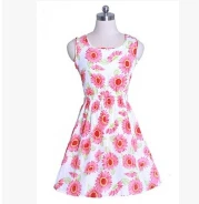 HGFS цветочный принт летнее платье для женщин без рукавов Винтаж 2019 хлопок