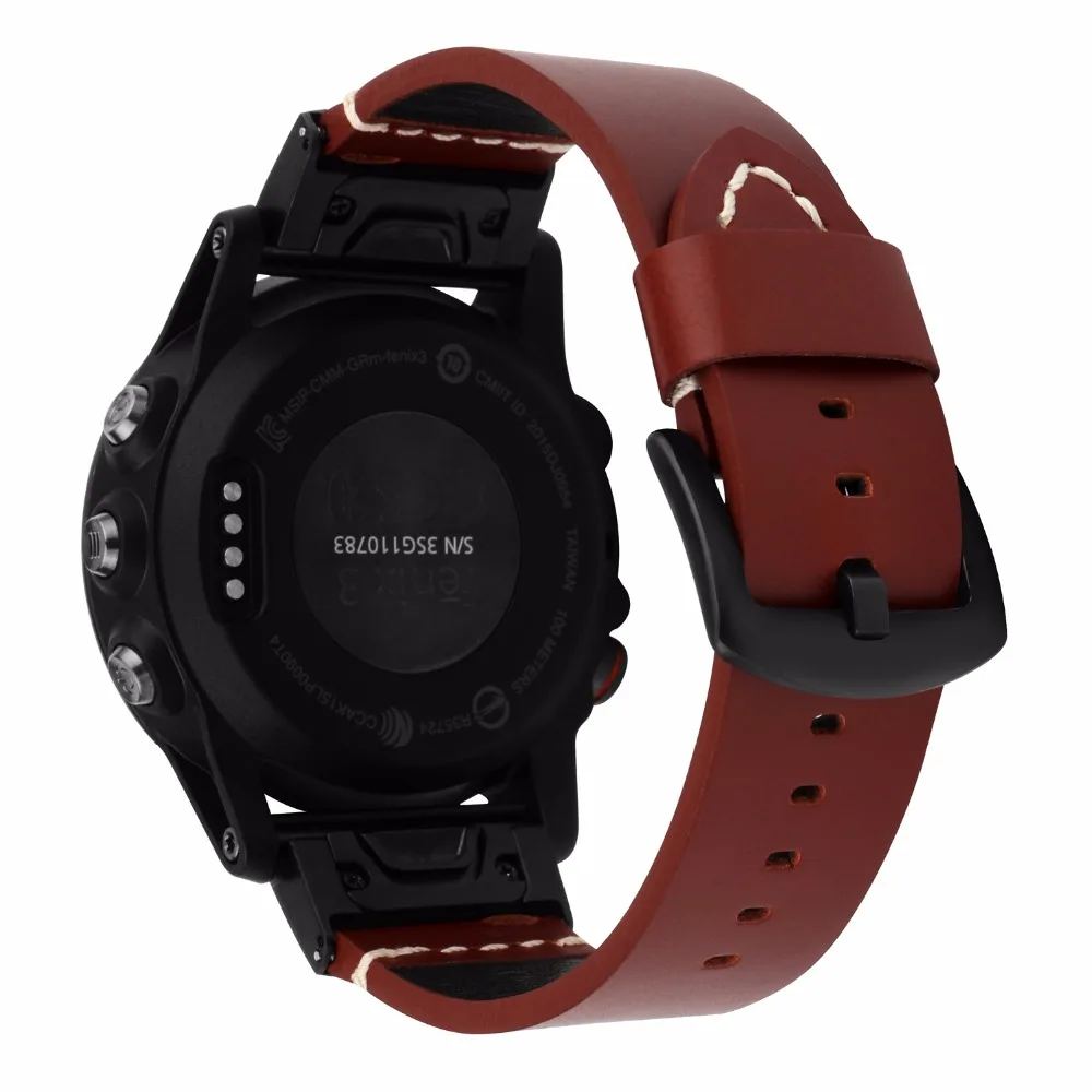 Ремешок для часов из натуральной жирной кожи для Garmin Fenix 3/3 HR/5X/5X Plus, Быстросохнущий ремешок для часов, браслет с застежкой из титановой стали