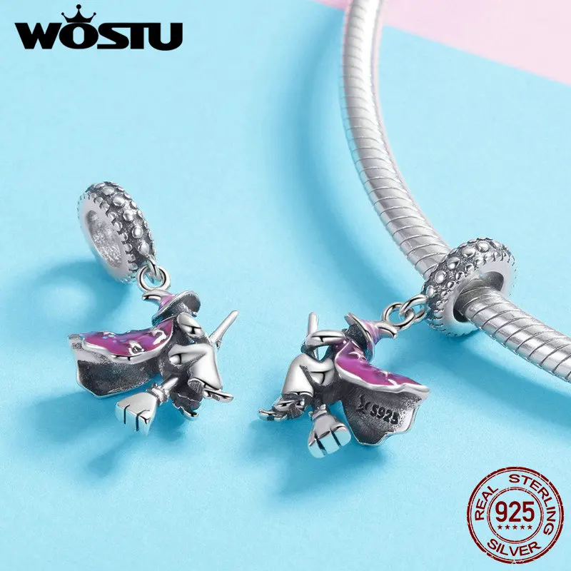 WOSTU, высокое качество, 925 пробы, серебро, Волшебная ведьма, Висячие Подвески, подходят под DIY браслет, ожерелье, S925 ювелирное изделие, подарок CQC914
