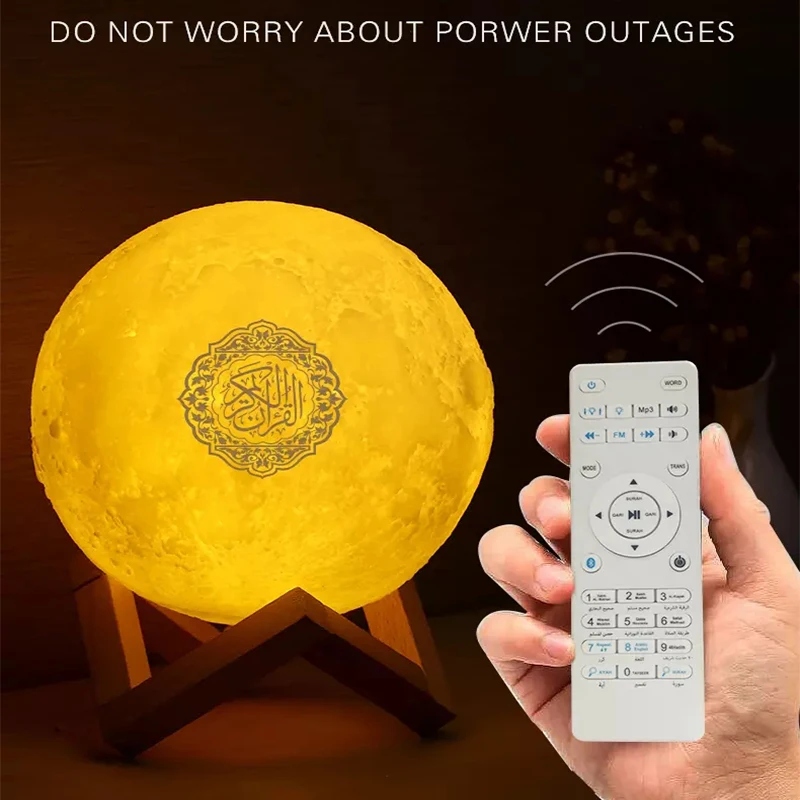 Фото Колонка Quran, лампы Quan с Bluetooth, цветной пульт дистанционного управления, маленькая лунсветильник лампа, ночник, лунсветильник лампа, колонка К... №3