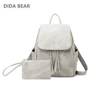 Набор из 2 предметов DIDABEAR, Модный женский кожаный рюкзак, школьные ранцы для девочек-подростков, женский рюкзак с кисточками