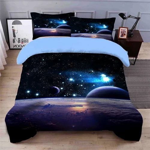 3d bedding set Космическое пространство галактика 3D печать никогда не выцветает пододеяльник с 2 подходящими наволочками и простынями Твин Полный queen King Размер - Цвет: 3d bedding set
