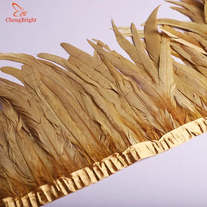 Local gold ChengBright 1 ярдов 12-14 дюймов ширина хвостовые перья птиц отделка Coque перо лента платье костюм с юбкой Шлейфы бахрома отделка Diy - Цвет: Local gold