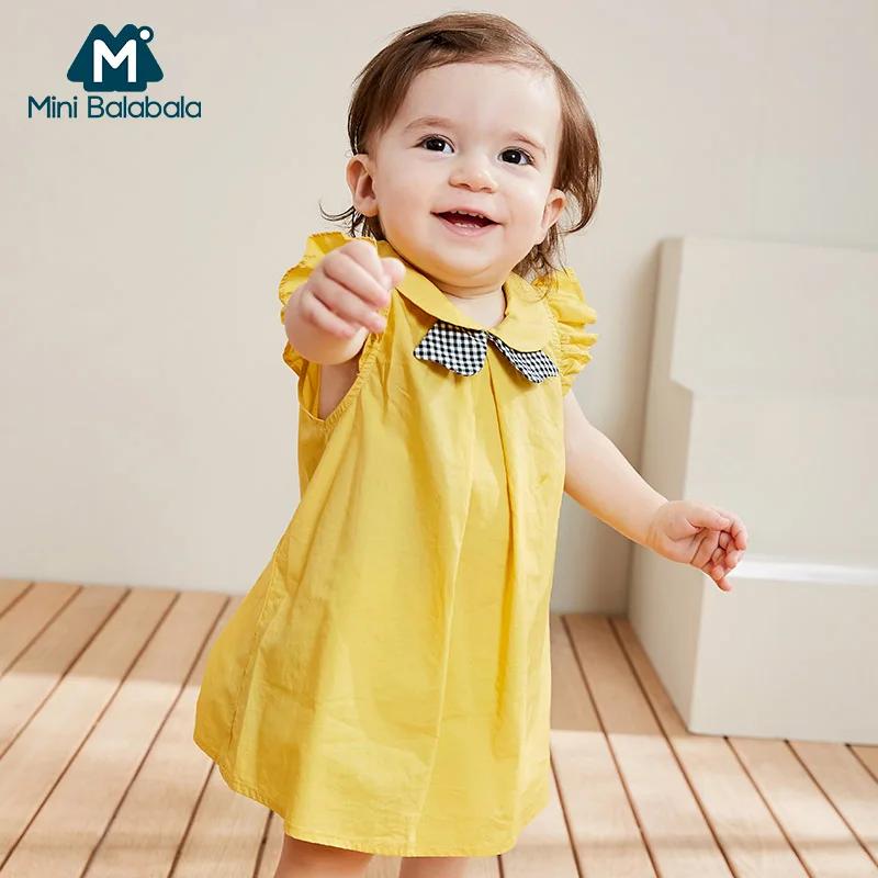 Мини-платье для девочек balabababy; Новинка г.; летнее хлопковое свободное платье без рукавов в школьном стиле; милые платья для новорожденных; одежда для детей