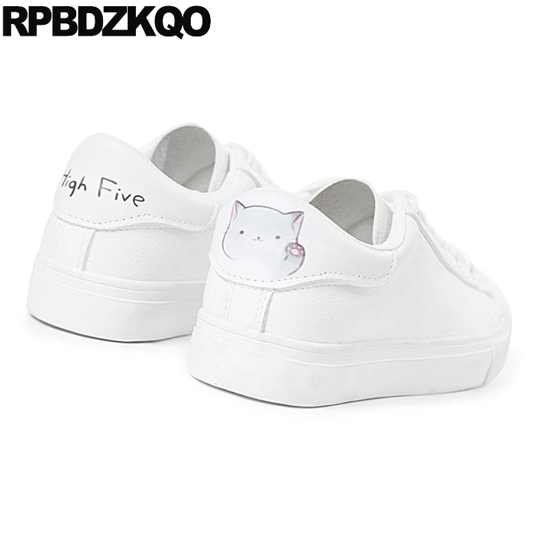 милый дам женщин плоские каваи 2018 Круглый носок белый Дешевая обувь фарфора