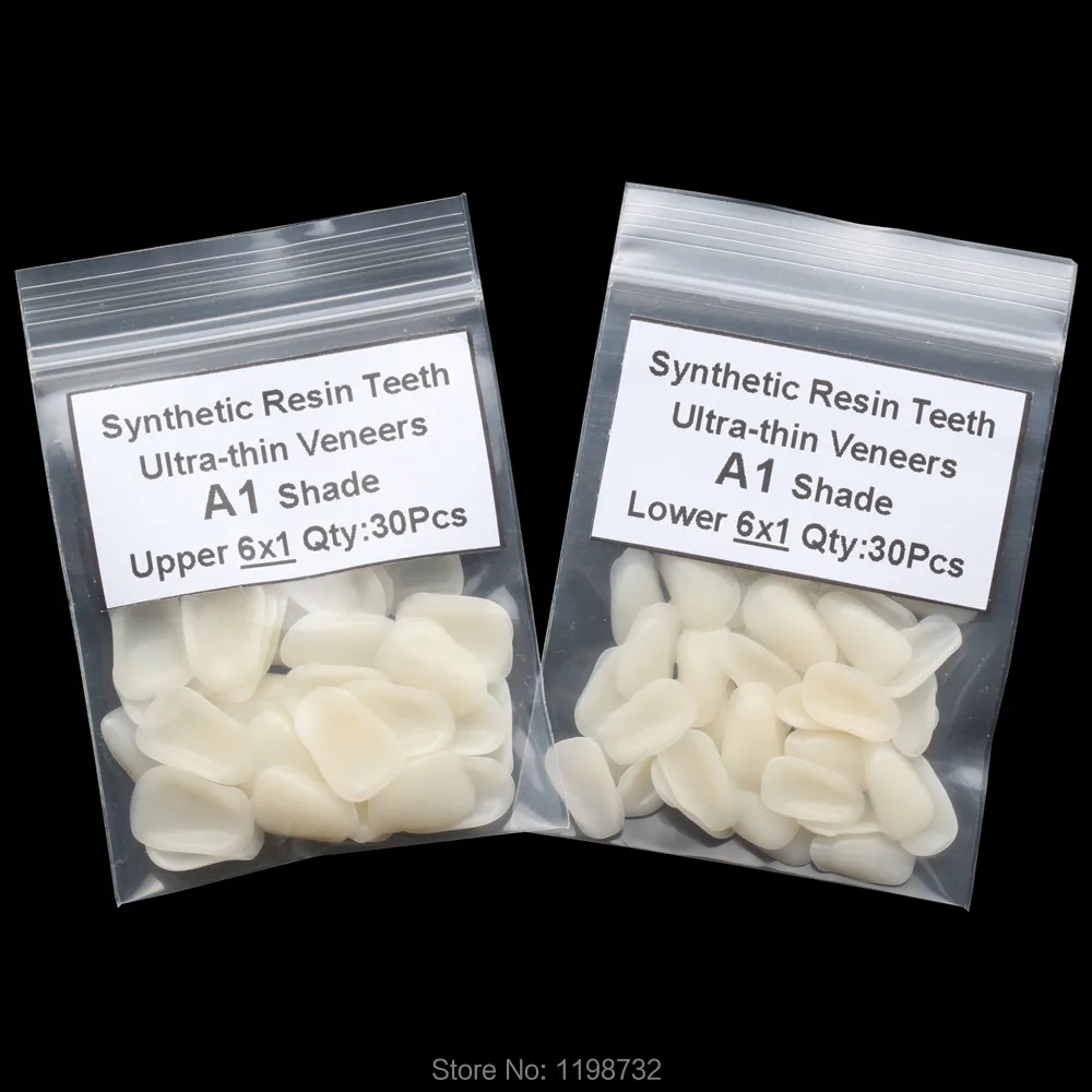 

2 Packs Dental A1 Shade Upper & Lower Anterior Composite Synthetic Resin Teeth Ultrathin Veneers Tooth Restorative Whitening