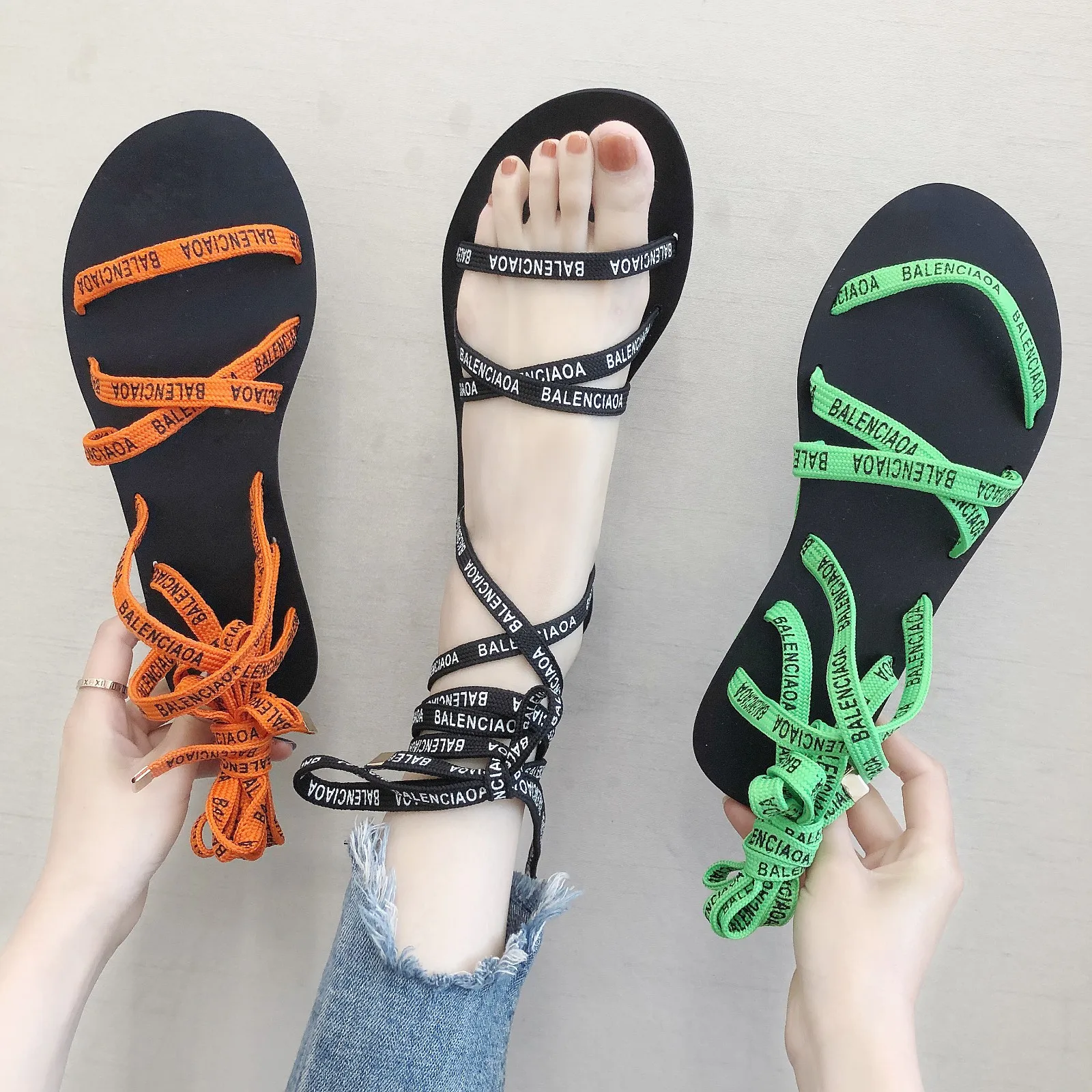 Sandalias mujer/Новинка 2019 года новые летние туфли на плоской подошве с открытым носком