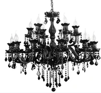 black crystal chandelier european style living room lamp modern minimalist bedroom dining room lamps villa candle lights f9018