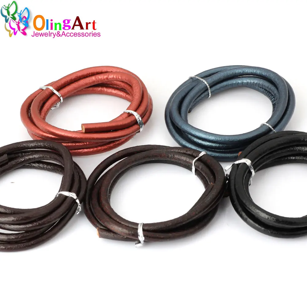

OlingArt 5MM 1Yard Round Leather Cord/Wire DIY brown/black /leather women earrings Bracelet choker necklace jewelry making