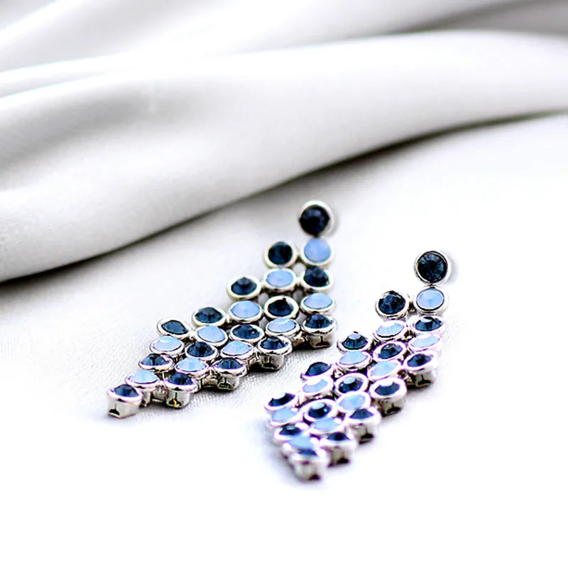 Neoglory австрийский страз длинные висячие серьги геометрический ромб дизайн