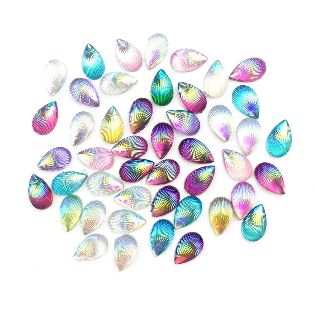 Кабошон из смолы с плоским основанием кавайная КАПЛЕВИДНАЯ цветная камедь AB для