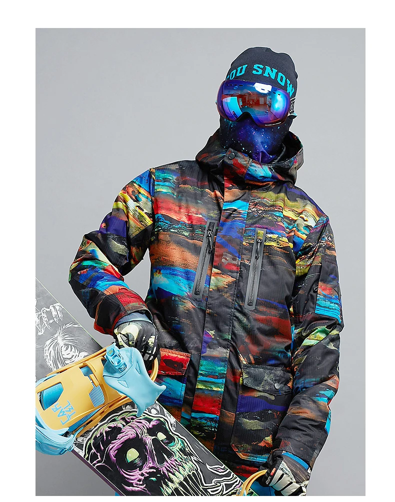 Male Color Matching Ski Jacket Mens Skiwear Cycling Snowboarding Snow Jacket Anorak Waterproof 10K Windproof Breathable