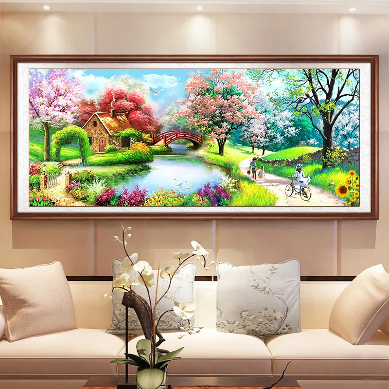 Алмазная вышивка особой формы пейзаж озеро дом стразы 5D алмазная живопись своими