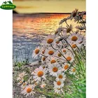 YUMEART дрель квадратная алмазная живопись Дейзи цветок картина Стразы 5D Алмазная вышивка побережье Алмазная мозаика для украшения