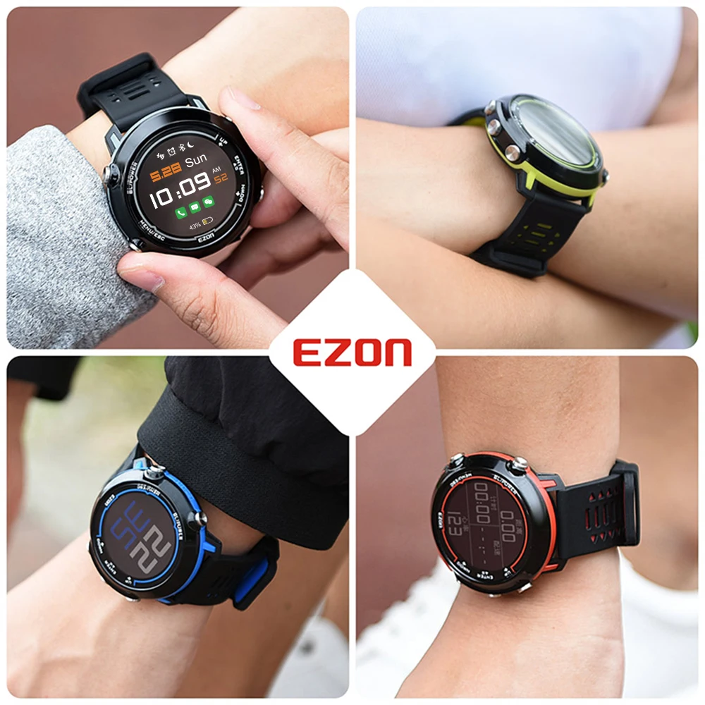 Мужские Смарт-часы EZON, Bluetooth, 2, gps, спортивные часы для мужчин, водонепроницаемые, оптические, пульсометр, HD экран, цифровые наручные часы, часы