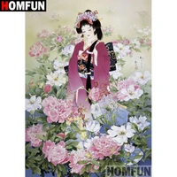 homfun full squareround drill 5d diy diamond painting flower beauty embroidery cross stitch 5d home decor gift a18084