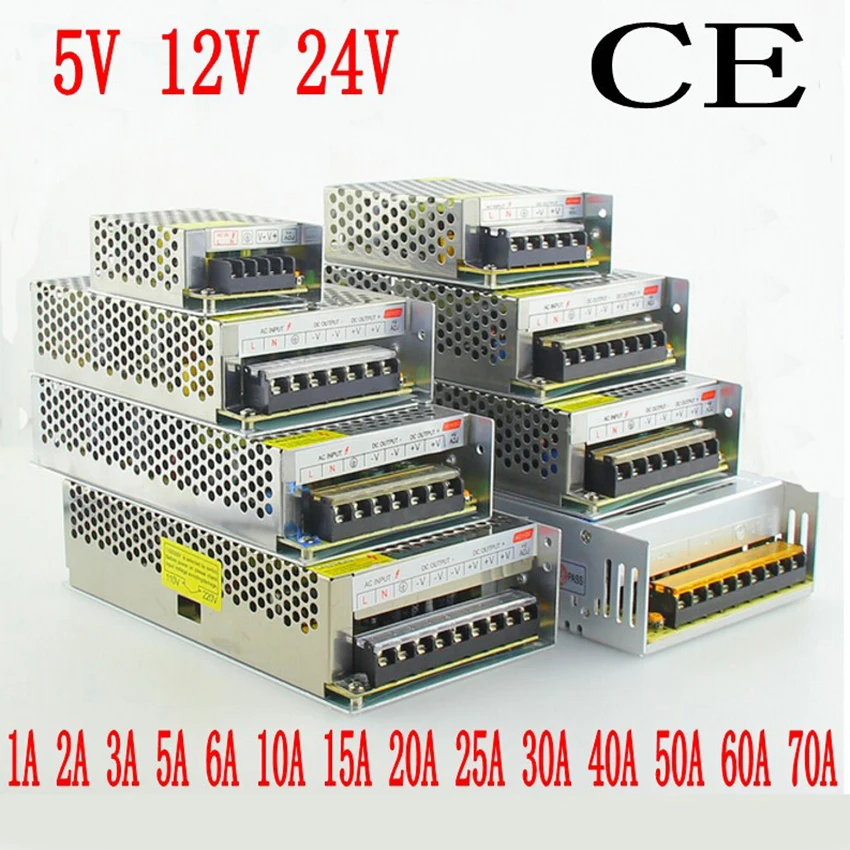 DC 12V 5V 24V 36V Led Драйвер импульсного источника питания адаптер 24W 60W 100W 120W 200W 360W 400W 500W