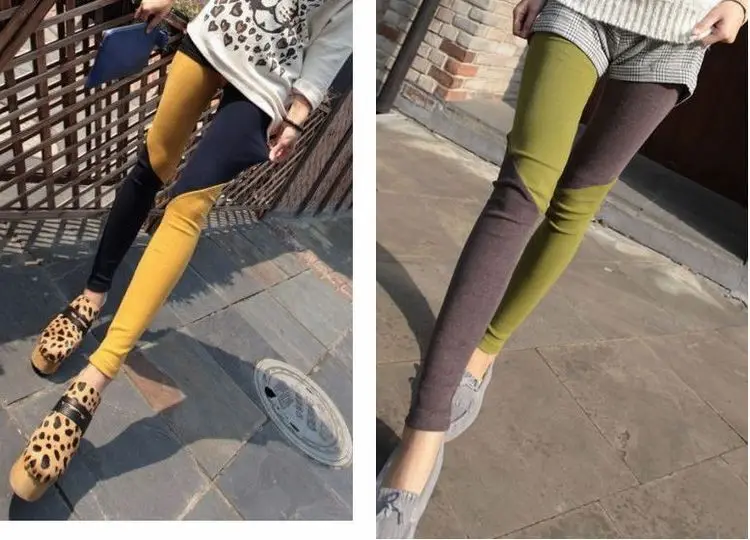 Size M L 2 Color Pacthwork 2014 Women's Cotton Leggings Autumn Arrival Warm Pants for Women Soft Stripe Lady Legging DK27|pants tshirt|pants