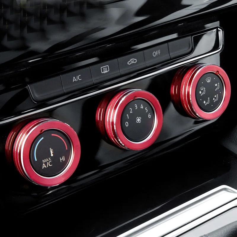 Red 3PCS Модификация салона автомобиля, ручка кондиционера, автомобильные наклейки для Volkswagen arteon passat B8 Golf 7/7. 5 sportsvan модификация - Название цвета: Red 3PCS
