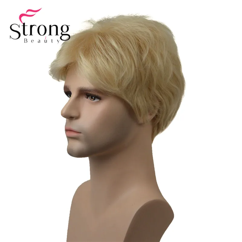 StrongBeauty светлые короткие стриженные полный синтетический парик для мужчин мужские волосы ворсистые реалистичные парики выбор цвета