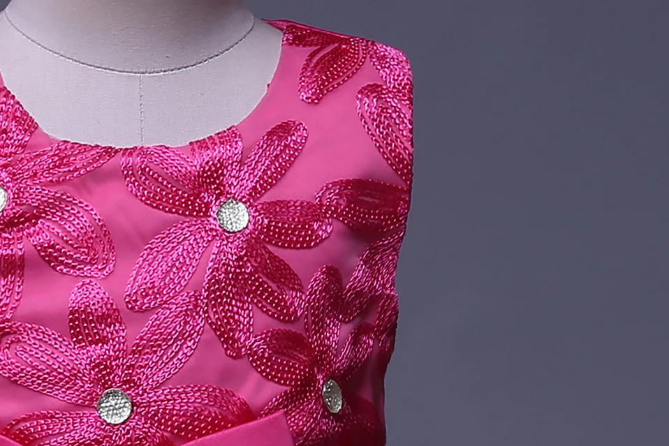 Cutestyles ярко-розовое летнее платье принцессы для маленьких детей с большим белым