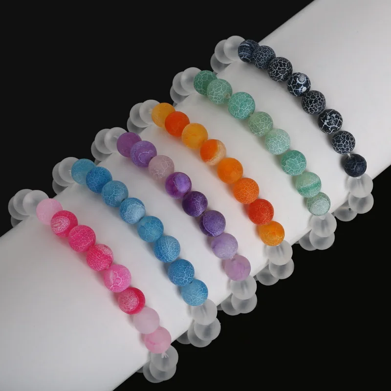 Каменный браслет 8 мм бусины из натурального окрашенного драгоценного камня с