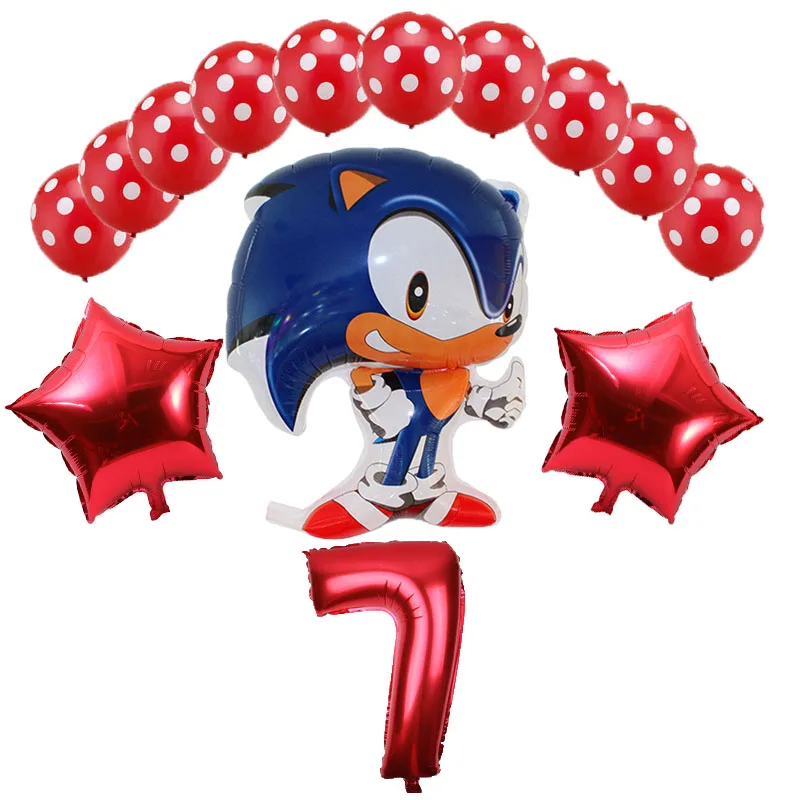 14 шт. sega Sonic the Hedgehog супер герой Двусторонняя Фольга шар вечерние латексные шары украшения поставки