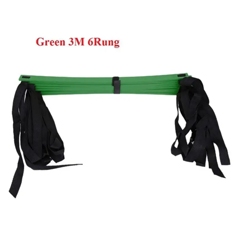 Green 3M 6Rung 6/7/8/12/14 стойки с нейлоновыми ремешками Координационная лестница обучение Лестницы футбол Футбол Скорость спортивные конструктор лестница спортивный инвентарь - Цвет: Green 3M 6Rung
