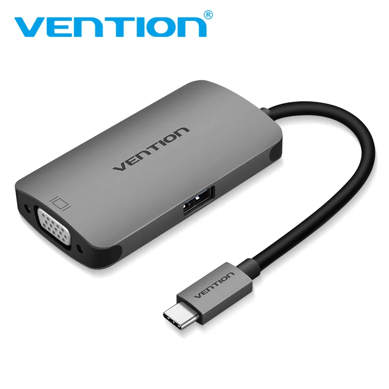 Vention USB C к VGA 3 0 адаптер с type c PD Питание 1 концентратор для Macbook Chromebook Pixel|Кабели VGA| |