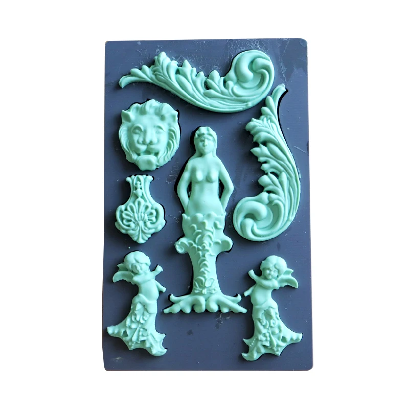 

Mold Silicone Fondant Molds Vintage Art Decor Molds Media Clay Food Safe Food Grade Mold Mixed Moulds Silicone Rubber PRZY 001