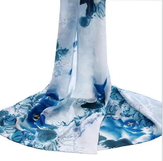 

classic lotus flower women summer silk scarf large shawl high quality